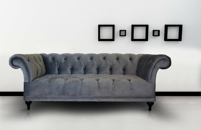 Chesterfield Sofa Polster Designer Couchen Sofas Garnitur Textil Stoff Textil 1