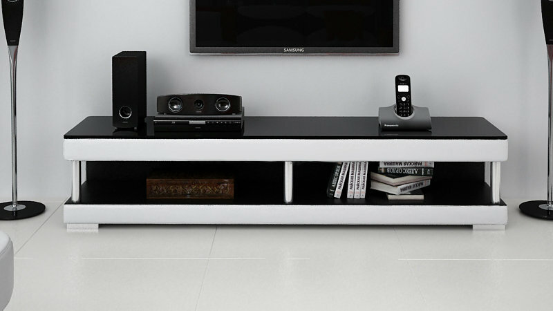 RTV TV SIDEBOARD LEDER GLAS TISCH FERNSEH SCHRANK TISCH DESIGNER NEU