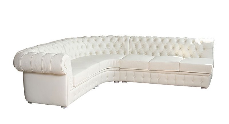 Ecksofa Chesterfield Sofa Ledersofa Polster Eck Couch Garnitur Weiß
