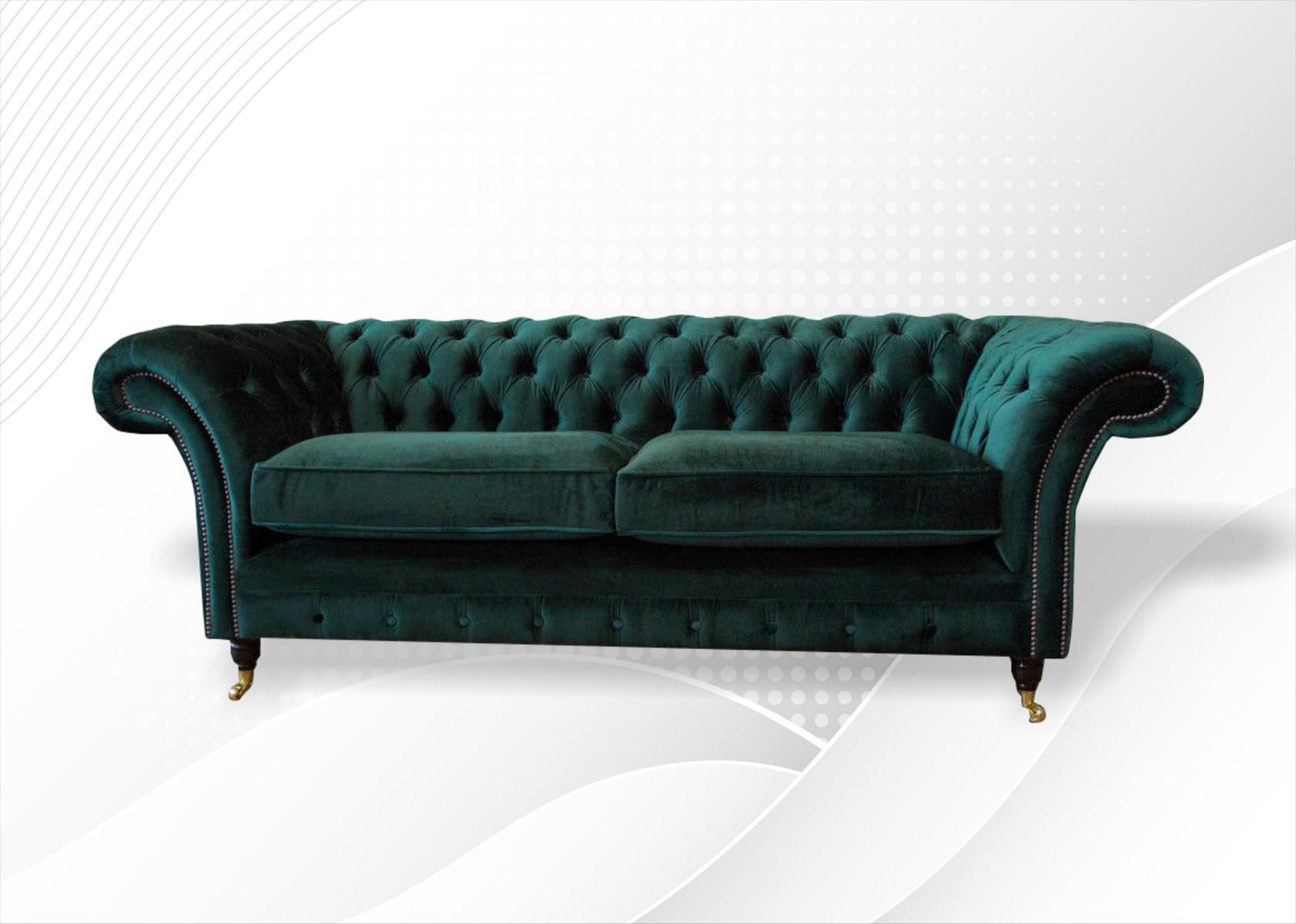 Klassische Chesterfield Couch Polster Sofa Sofas Samt 3 Sitzer Chester