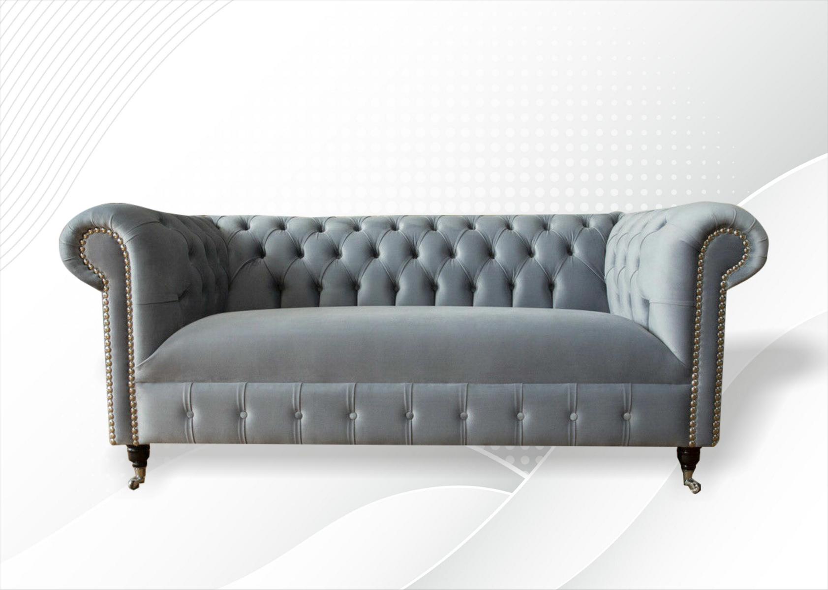 Chesterfield Sofa Couch Polster Stoff Leder Couchen Textil Garnitur 3 Sitzer