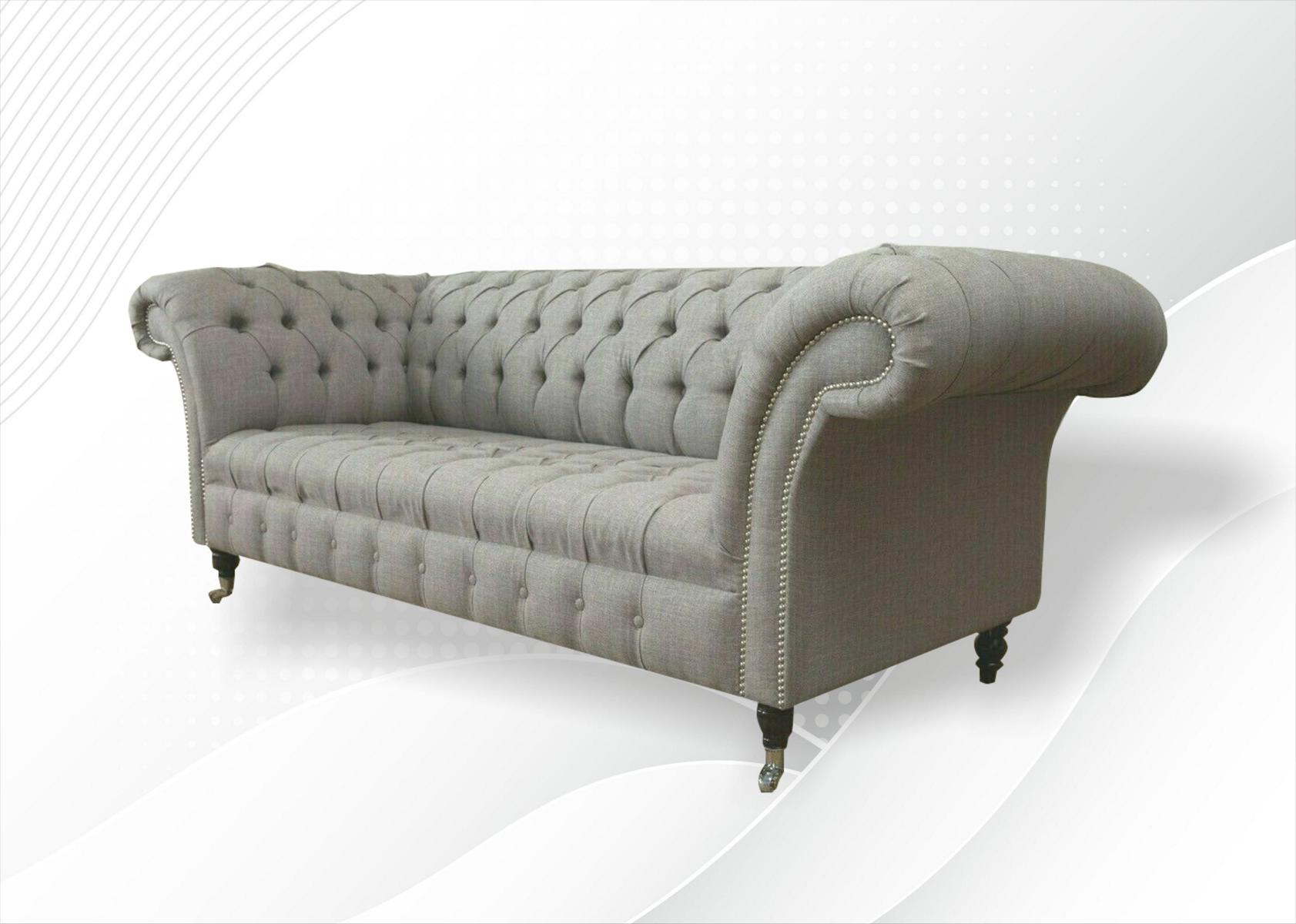 Graue Chesterfield Sofa Couch Polster Stoff Leder Couchen Samt Garnitur