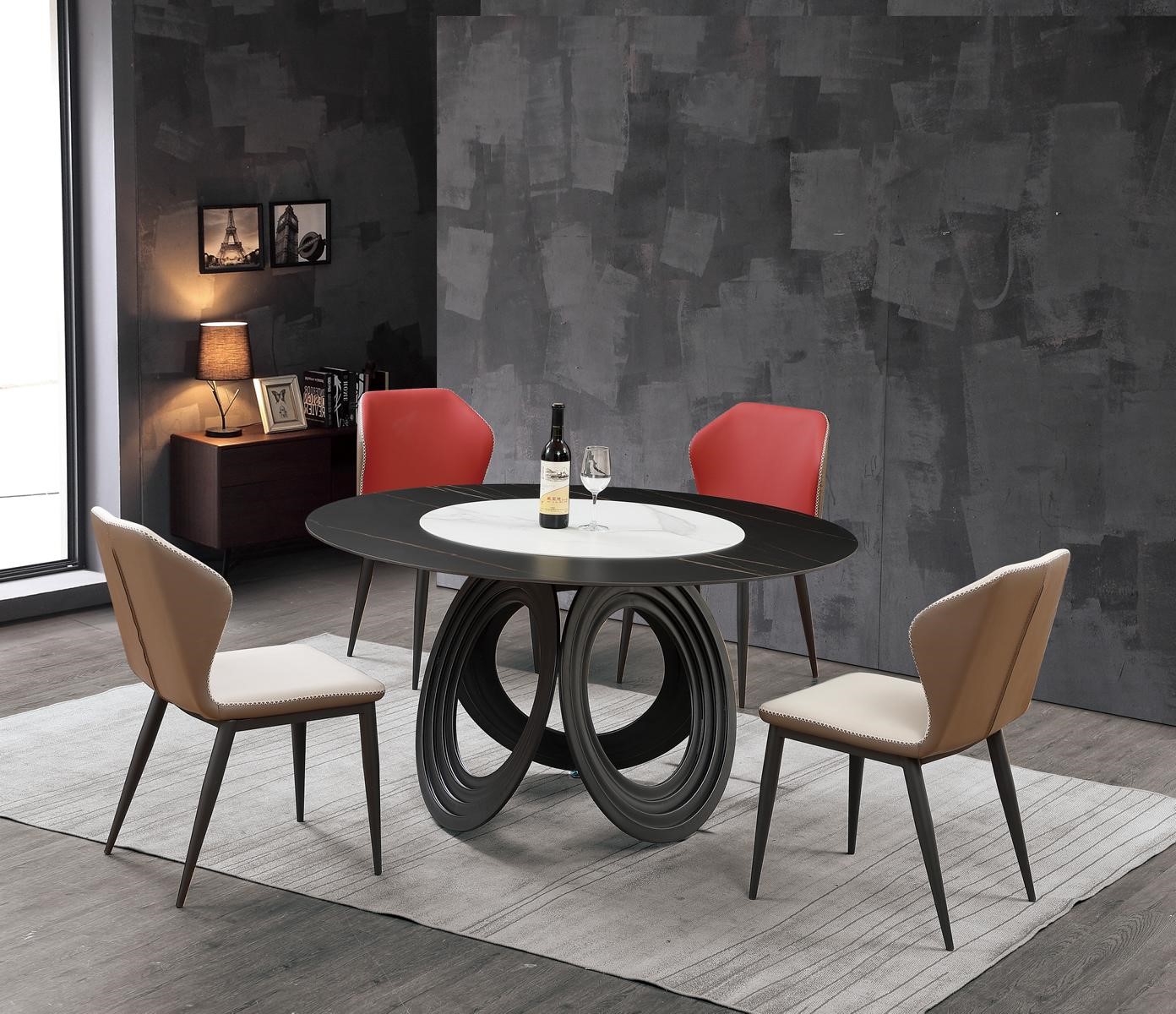 Esstisch Tisch Gruppe Esszimmer Wohnzimmer Garnitur Holz Design Tische 135x135cm.