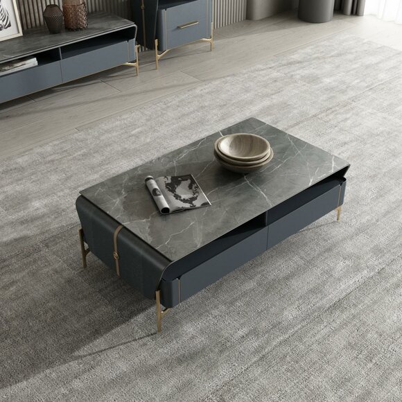 Couchtisch Tisch Luxus Design Tische Kaffee Beistelltische Wohnzimmer Stein Neu