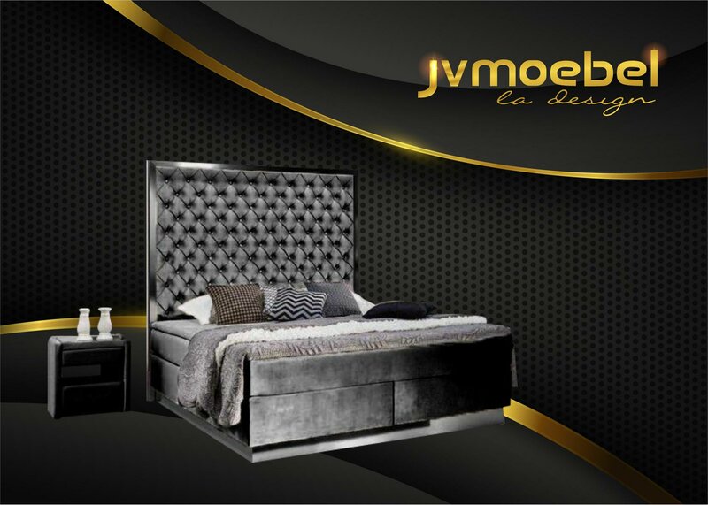 Boxspring Bett Schlafzimmer Set 3tlg Textil Bett 2x Nachttisch Design Betten Neu