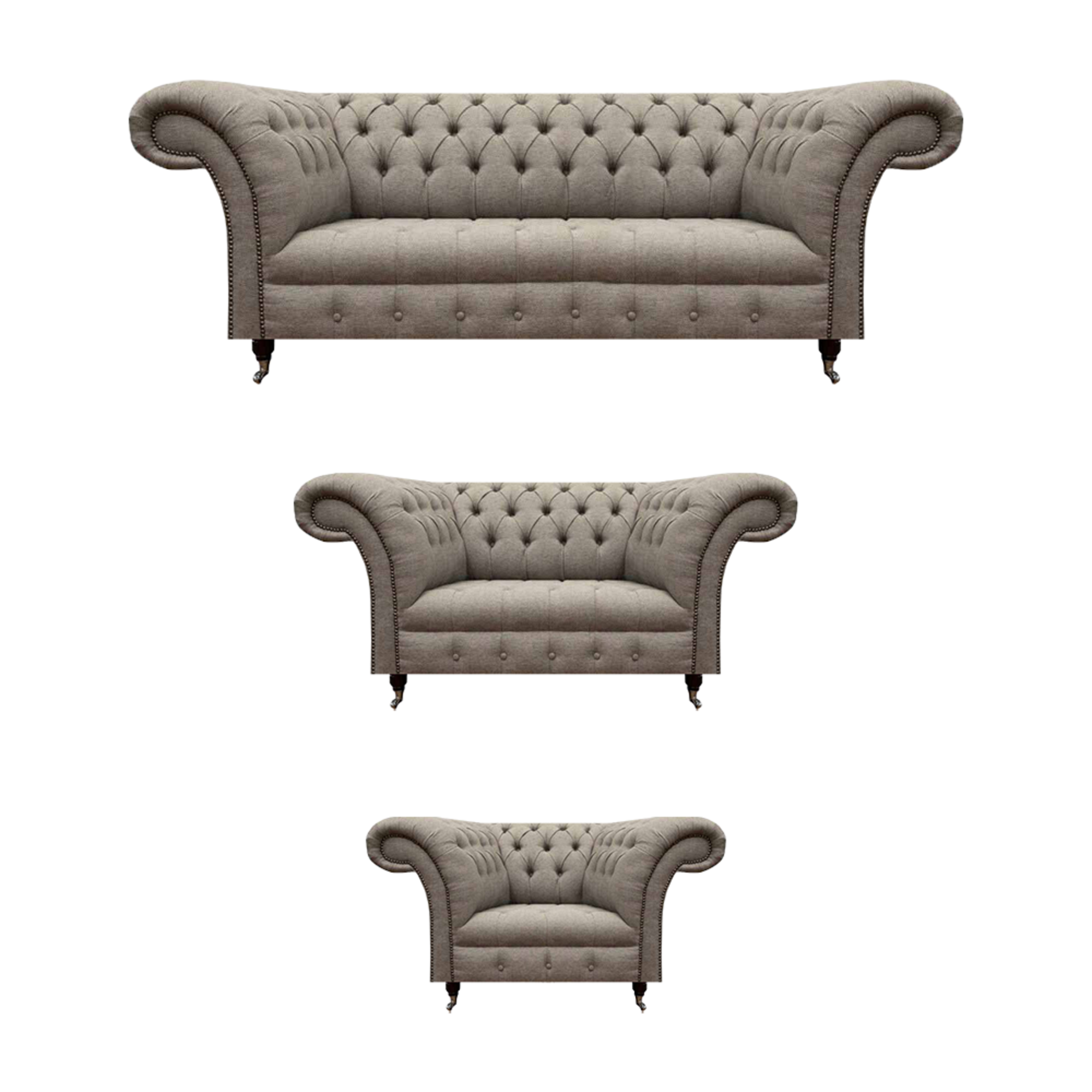 Komplett Möbel Sofagarnitur 3+2+1 Sitzer Wohnzimmer Grau Textil