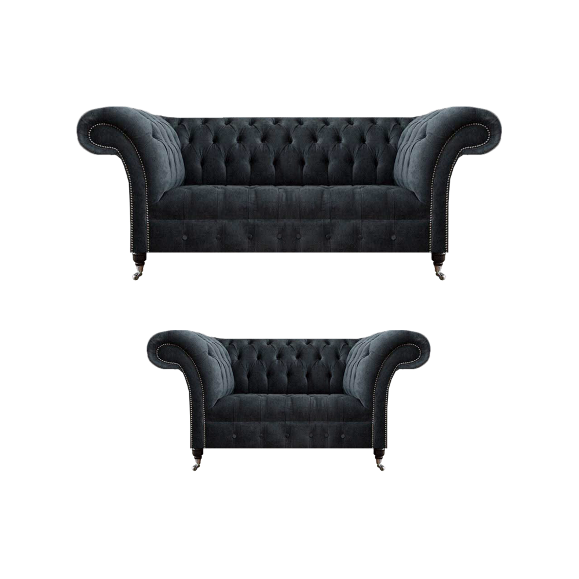Wohnzimmer Luxuriöse Polster Möbel 2x Sofas Couch Design Grau Chesterfield