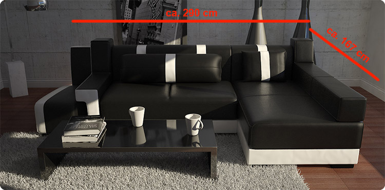 LEDERSOFA ECKSOFA + HOCKER SCHLAFSOFA LEDERECKCOUCH ECKCOUCH MIT BETTFUNKTION