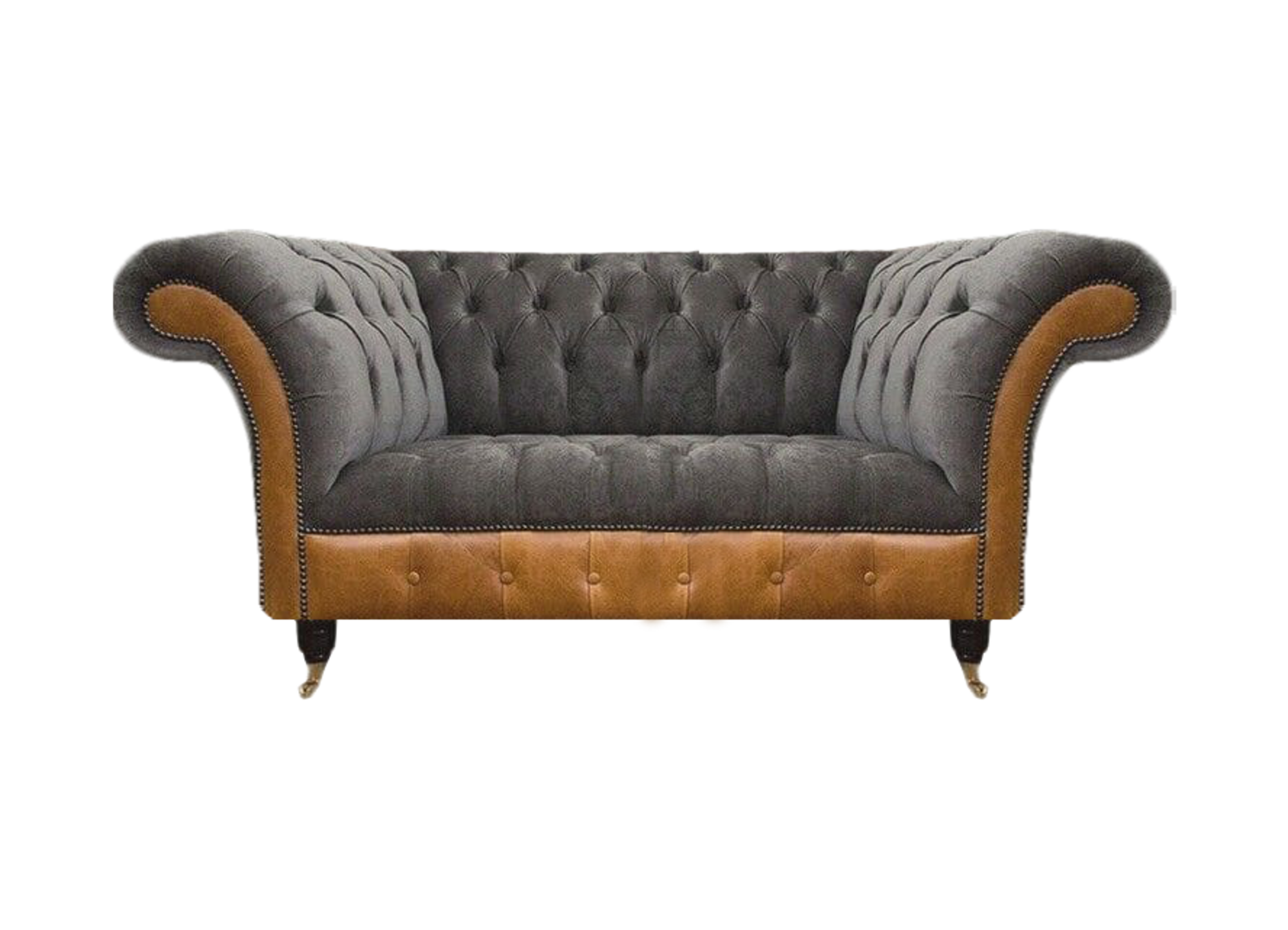 Grauer Exklusiver Chesterfield Zweisitzer Komfortable Textil Edle Sofas