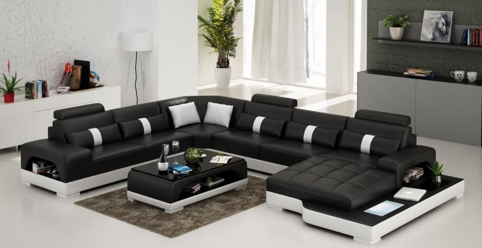 Leder U Form Wohnlandschaft Couch Big XXL Sofa Polster Ecke Garnitur Eck SendenS