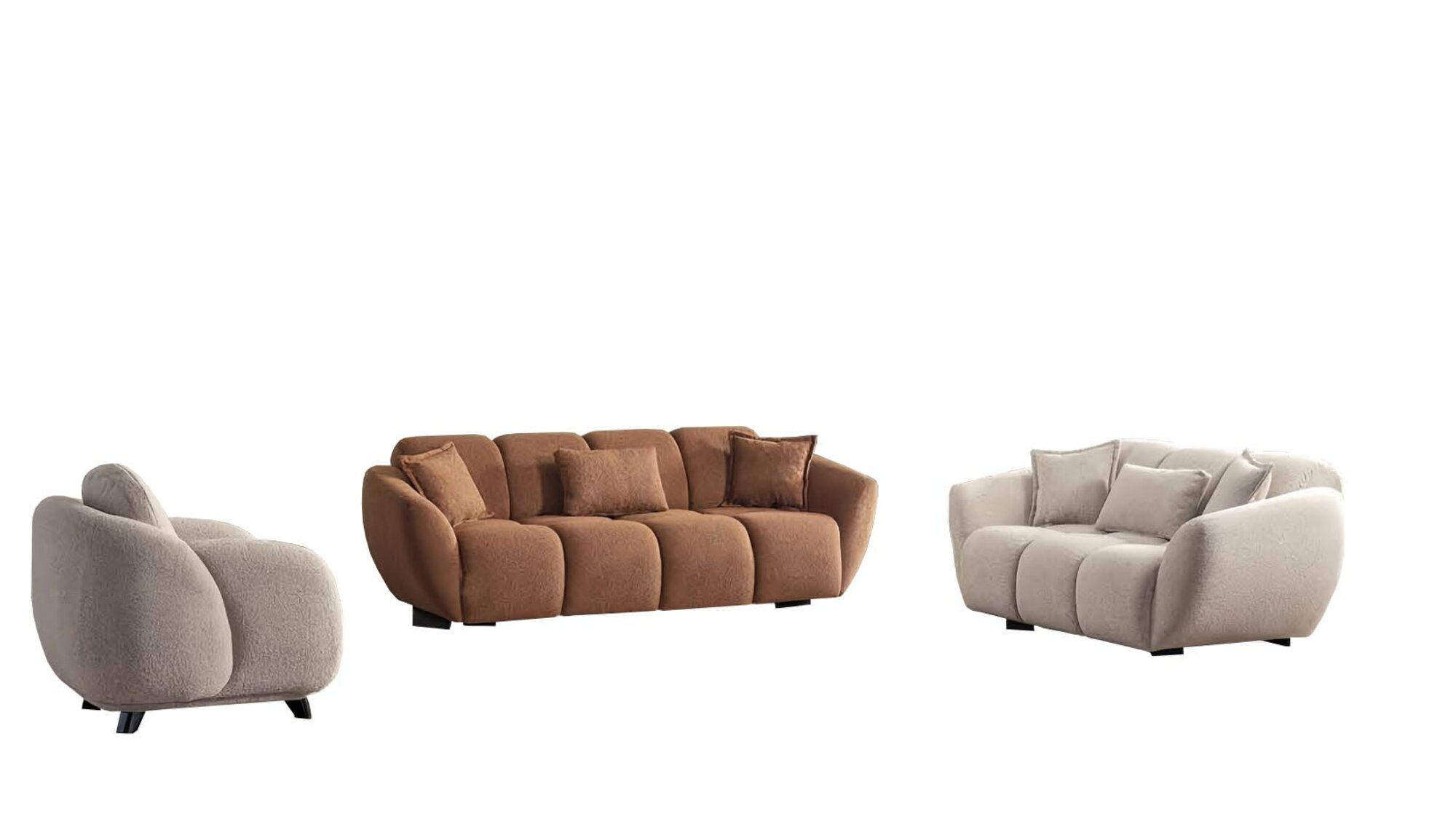 Sofa 3-Sitzer Wohnzimmer-Set Relaxgarnitur Komplettsofa Lounge-Garnitur 3tlg