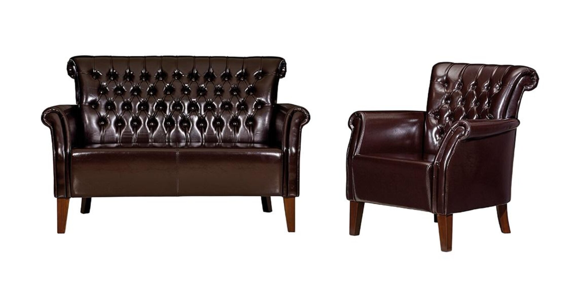 Sofagarnitur 2+1 Sessel Braun Couch 2 Sitzer modern luxuriöse Sessel Leder