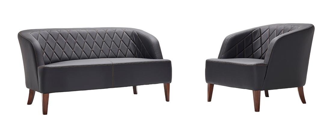 Sessel Design Couch Sofa 2-Sitzer Leder Lounge Polster Luxus Sitz Relax