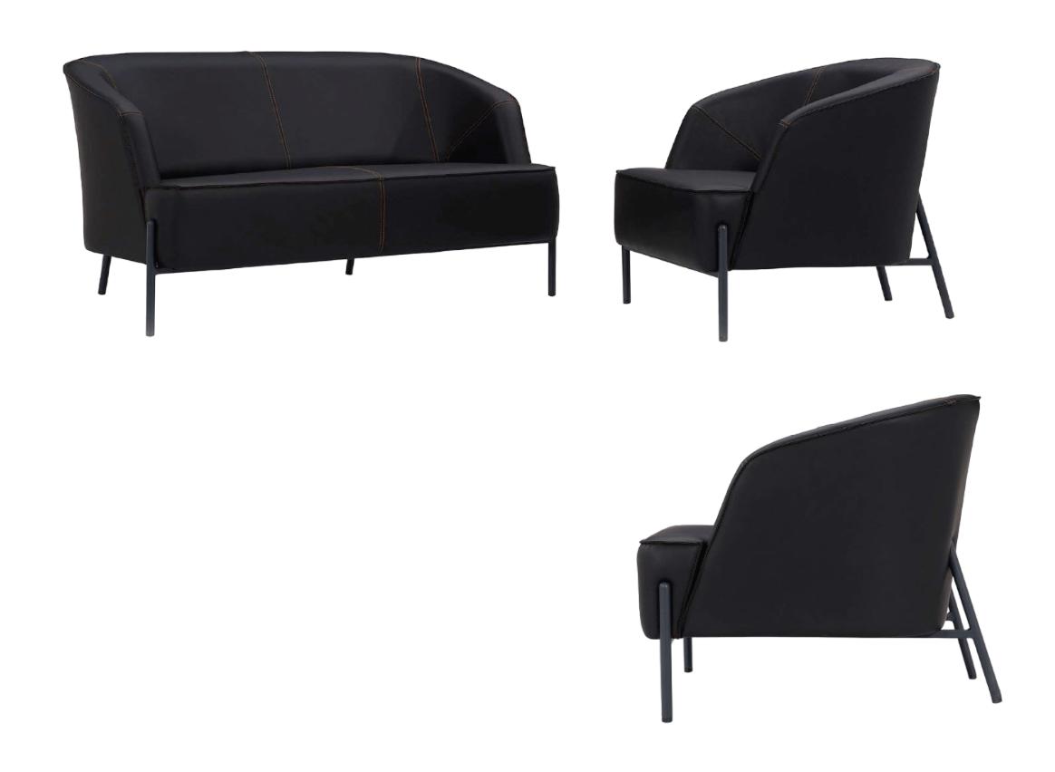 Sofa-Set 3tlg Sofa 2-Sitzer Beige Büromöbel Einrichtung 1-Sitzer Grau 2x Sessel