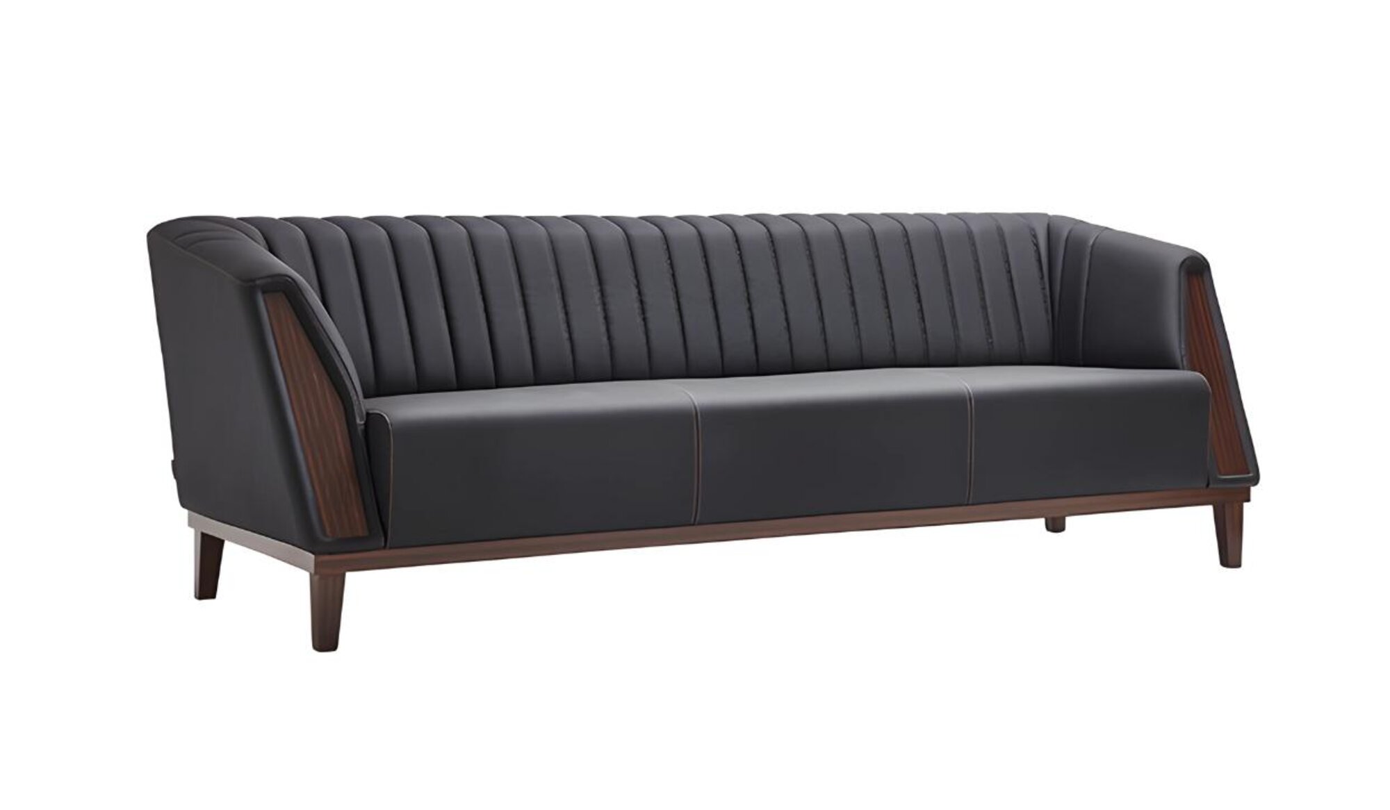 Sofa 3-Sitzer Polster Sofas Leder Design Luxus Textil Couch Schwarz Sofa