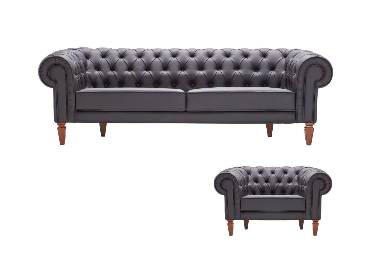 Chesterfield 3-Sitzer Sofa Sessel Couch Sofa Couchen 1 Sitzer Einsitzer Leder