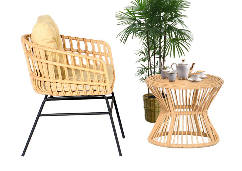 2tlg. Garten Möbel Set Terrasse Sessel Couchtisch Rattan Modern Hochwertiges
