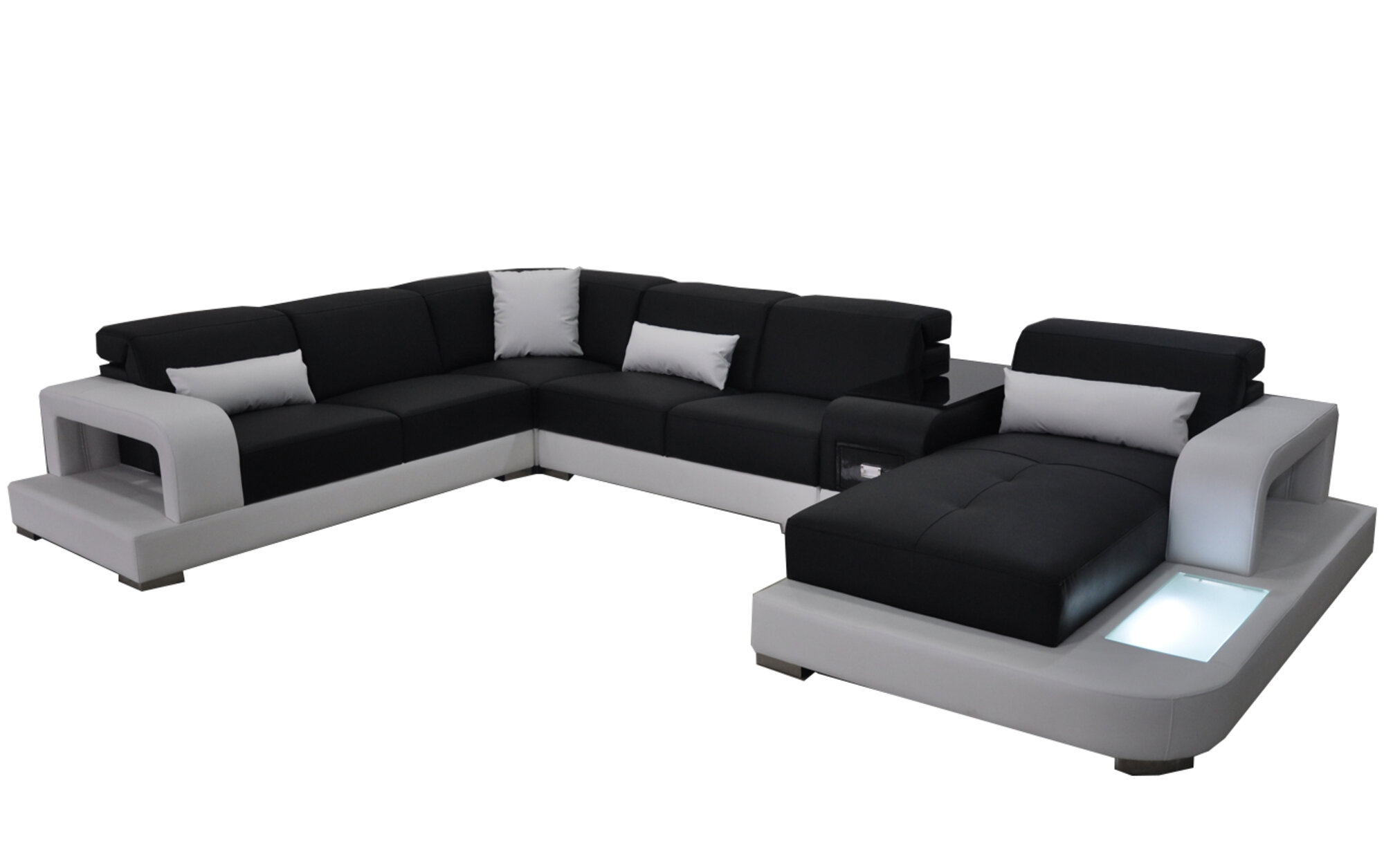 Moderne Sitz Polster Wohnlandschaft Wohnzimmer Couch Polster Ecke USB + Licht