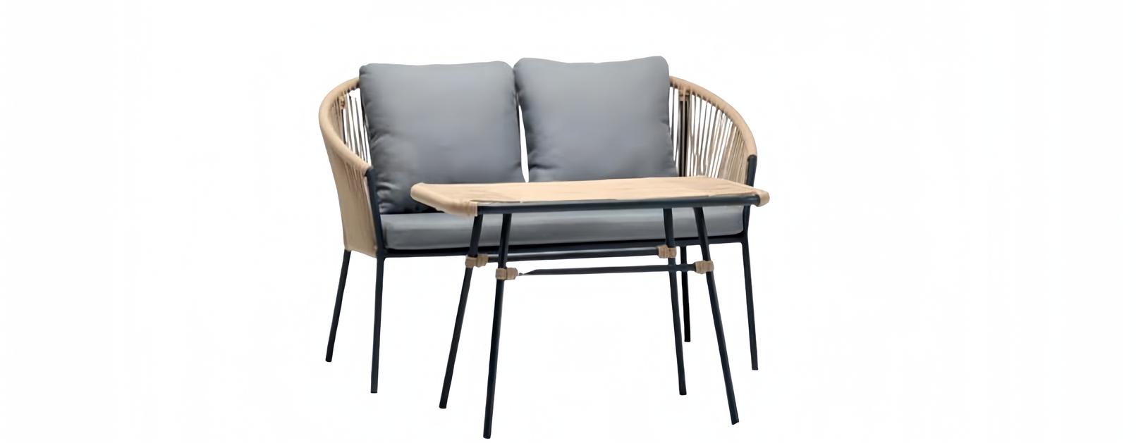 Garnitur Sofa 2 Sitzer Grau Couchtisch Sofas Rattan Couchtisch Luxus Modern