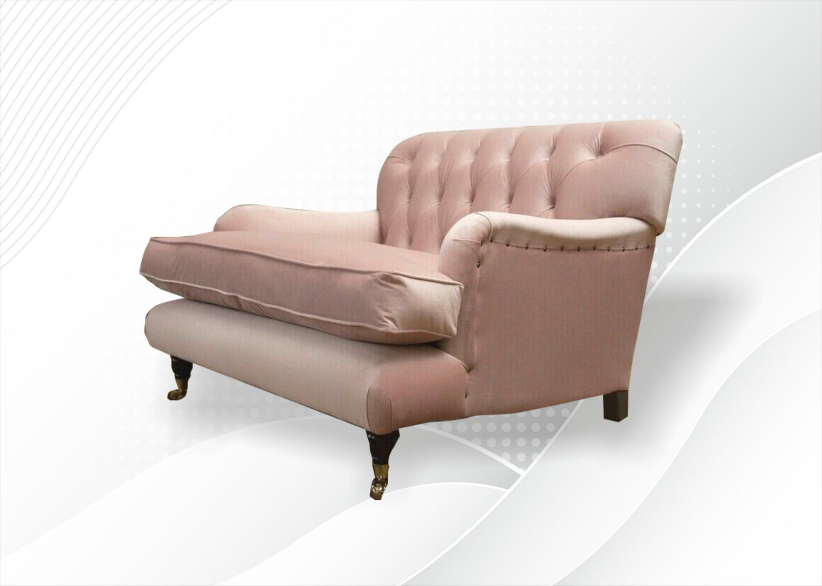 Chesterfield Sessel Textil Sofa Stoff Couch Sofas Couchen Club Lounge Beige Neu
