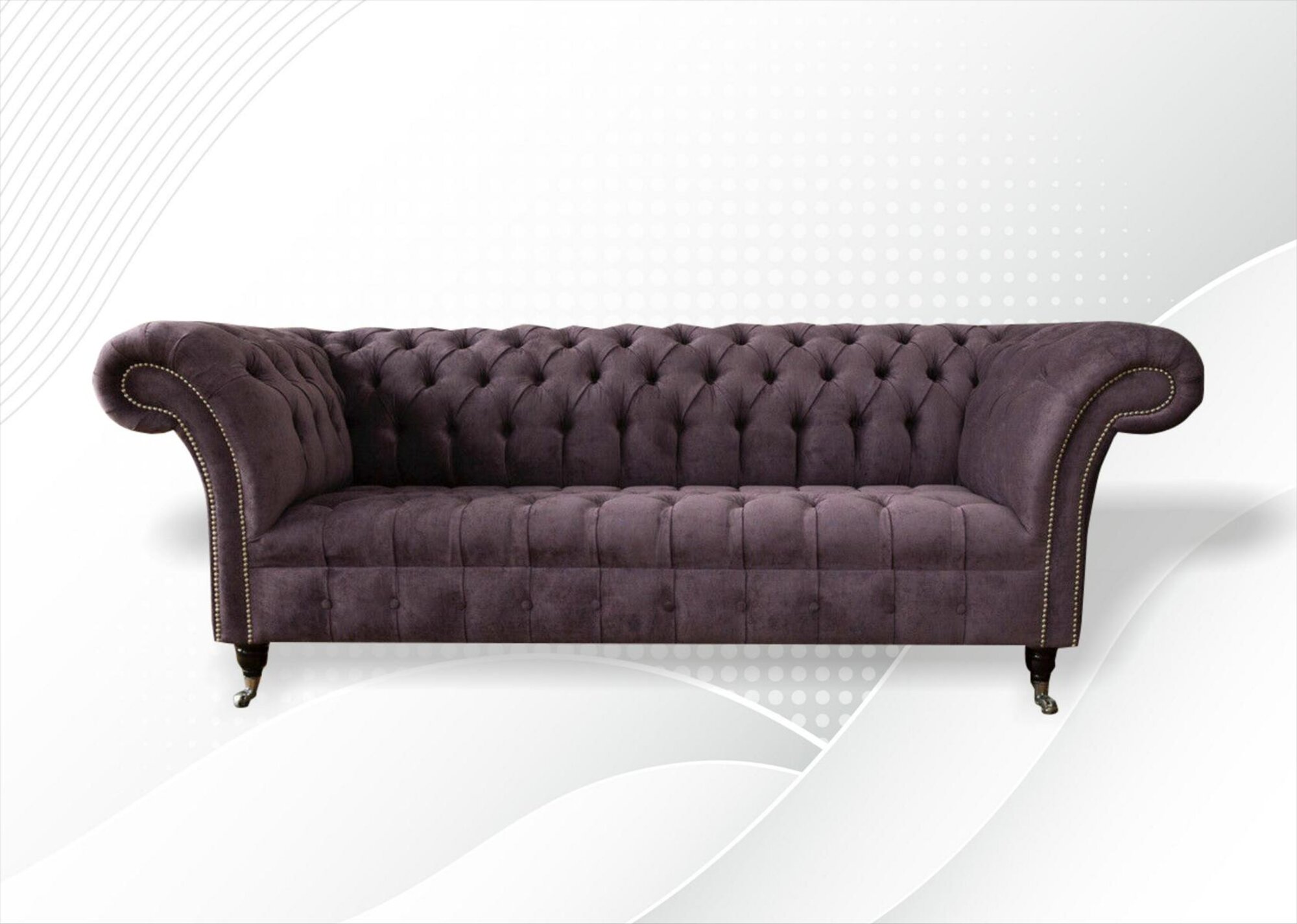 Gemütliche Sofa Couch Chesterfield Lila Textil Couchen Polster Dreisitzer Neu