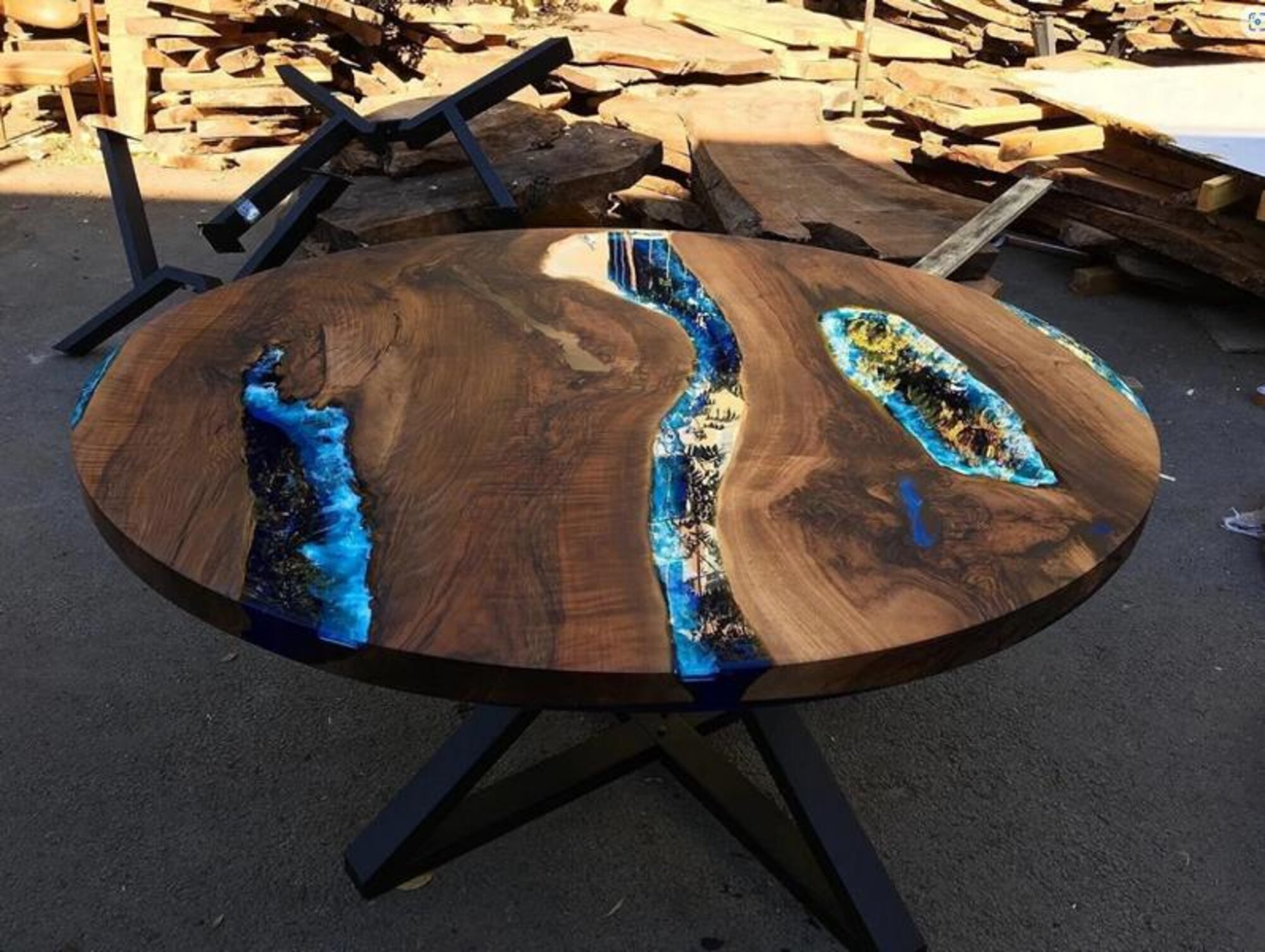 Couchtisch Hochwertig Luxus Design Holz Braun Möbel Wohnzimmer Couchtische Rund