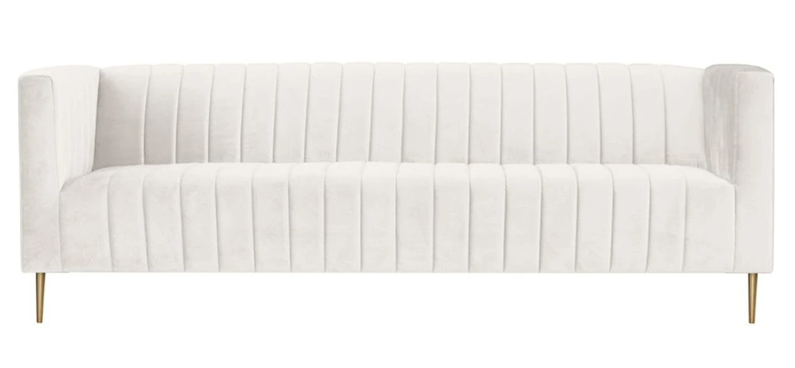 Dreisitzer Elfenbein Stoff Wohnzimmer Sofas Design Couchen Polster Sofa Weiß