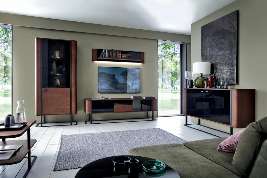 Wohnwand Modern TV-Lowboard Luxuriöses Vitrine Wohnzimmer Set 4tlg