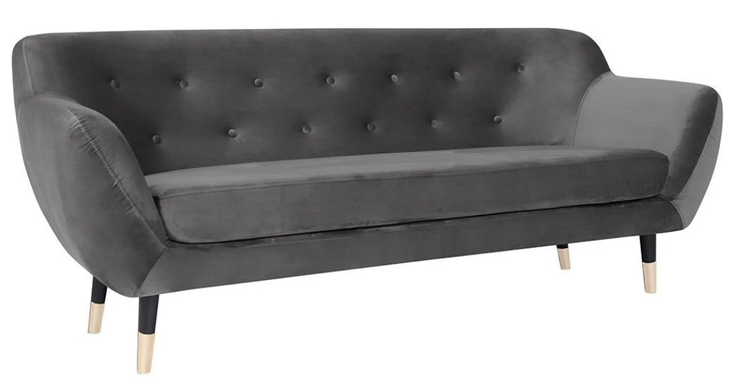 Sofas Chesterfield Dreisitzer Grau Stoff Wohnzimmer Design Couchen Polster Sofa