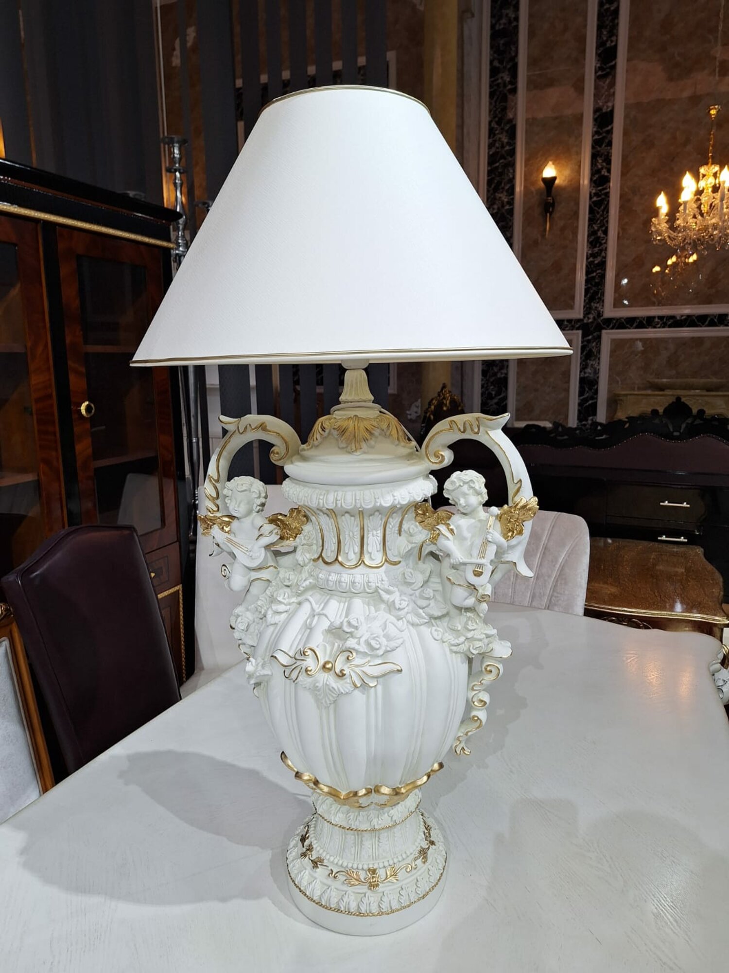 Klassisch Tischlampe Beleuchtung Weiß Arbeitszimmer Nachtlampe