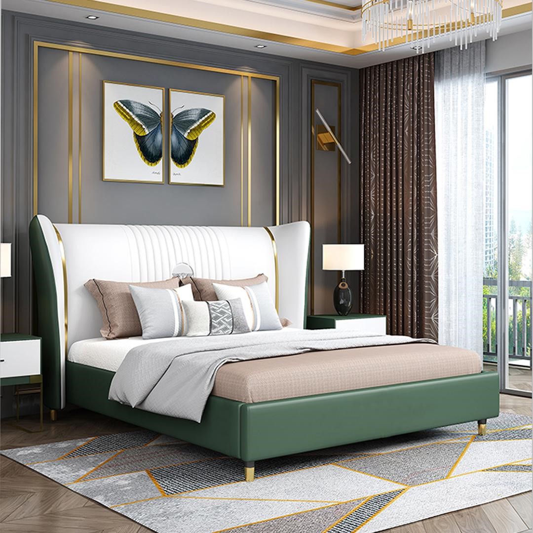 Designer Polster Doppelbett Betten Bett Schlafzimmer Ehebett Textil Leder Neu !