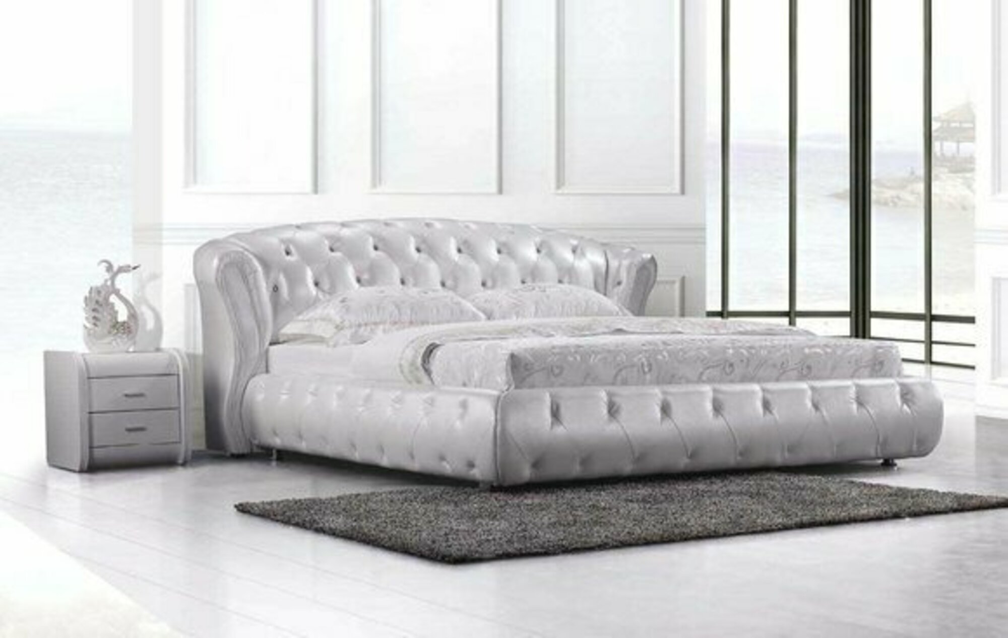 Chesterfield Doppelbett Designer Polster Doppel Ehe Bett Betten XXL Leder