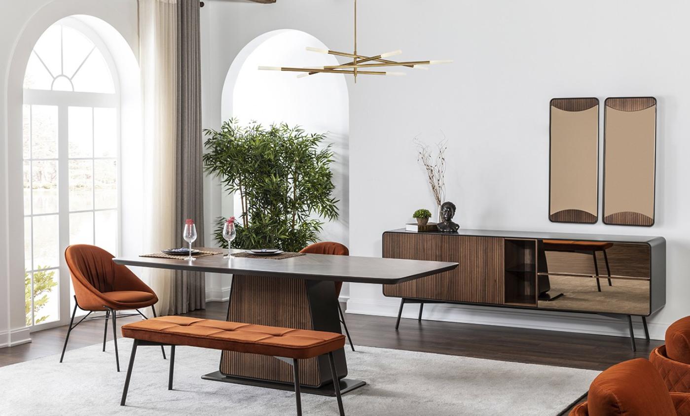 Essgruppe Esszimmer Esstisch Tisch Stühle Set 7tlg Holz Braun Neu