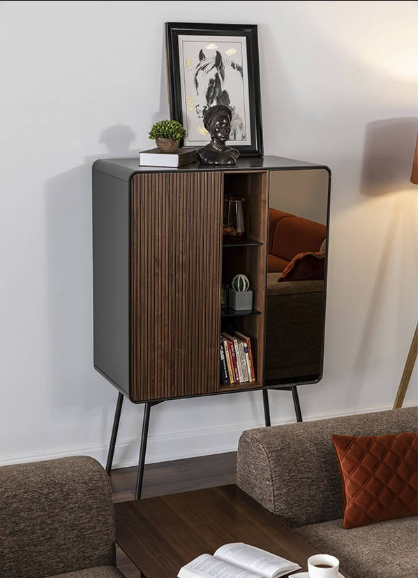 Retro Anrichte Bar Schrank Wohnzimmer Schränke Holz Weinschrank Braun