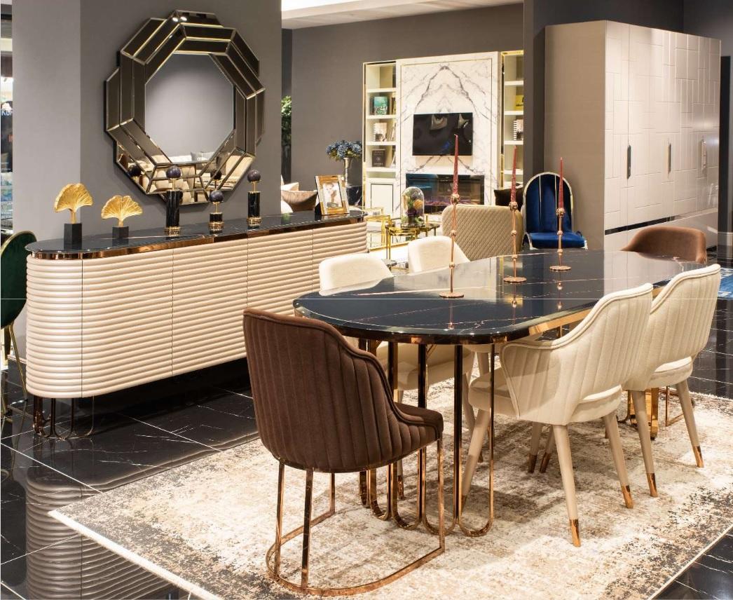 Essgruppe Essecke Esstisch Stühle Beige Set 9tlg Luxus Holz Esszimmer