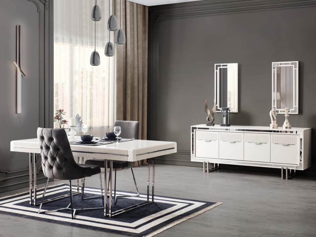 Komplette Esstisch 2tlg Anrichte Esszimmertisch Ausziehbar Holz Weiß