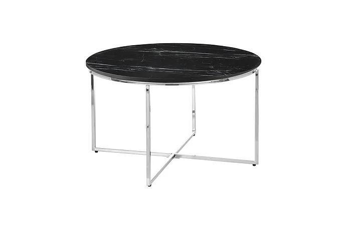 Runder Couchtisch Wohnzimmer Schwarz MDF + Metall X-beine neu Luxus