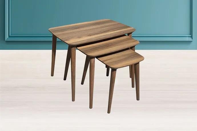 Rechteckiges Couchtische Set 3x Tische Wohnzimmer Esszimmer Braun Holz