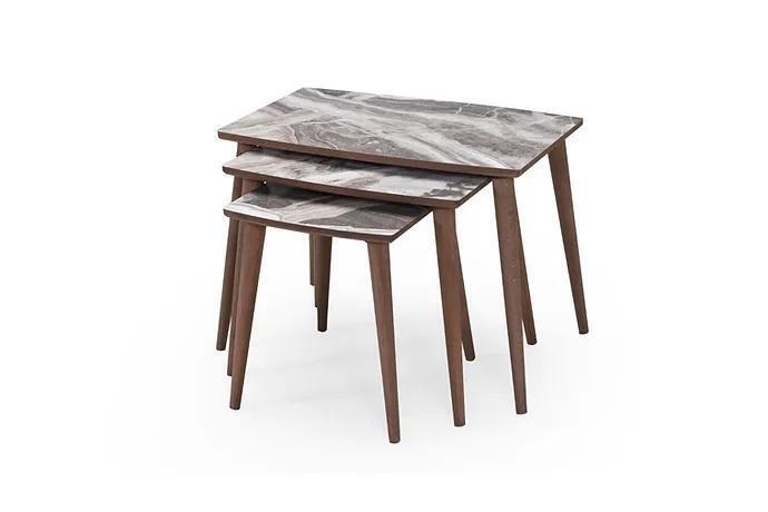 Modernes Wohnzimmer 3x Couchtisch-Set rechteckig beige Beistelltisch