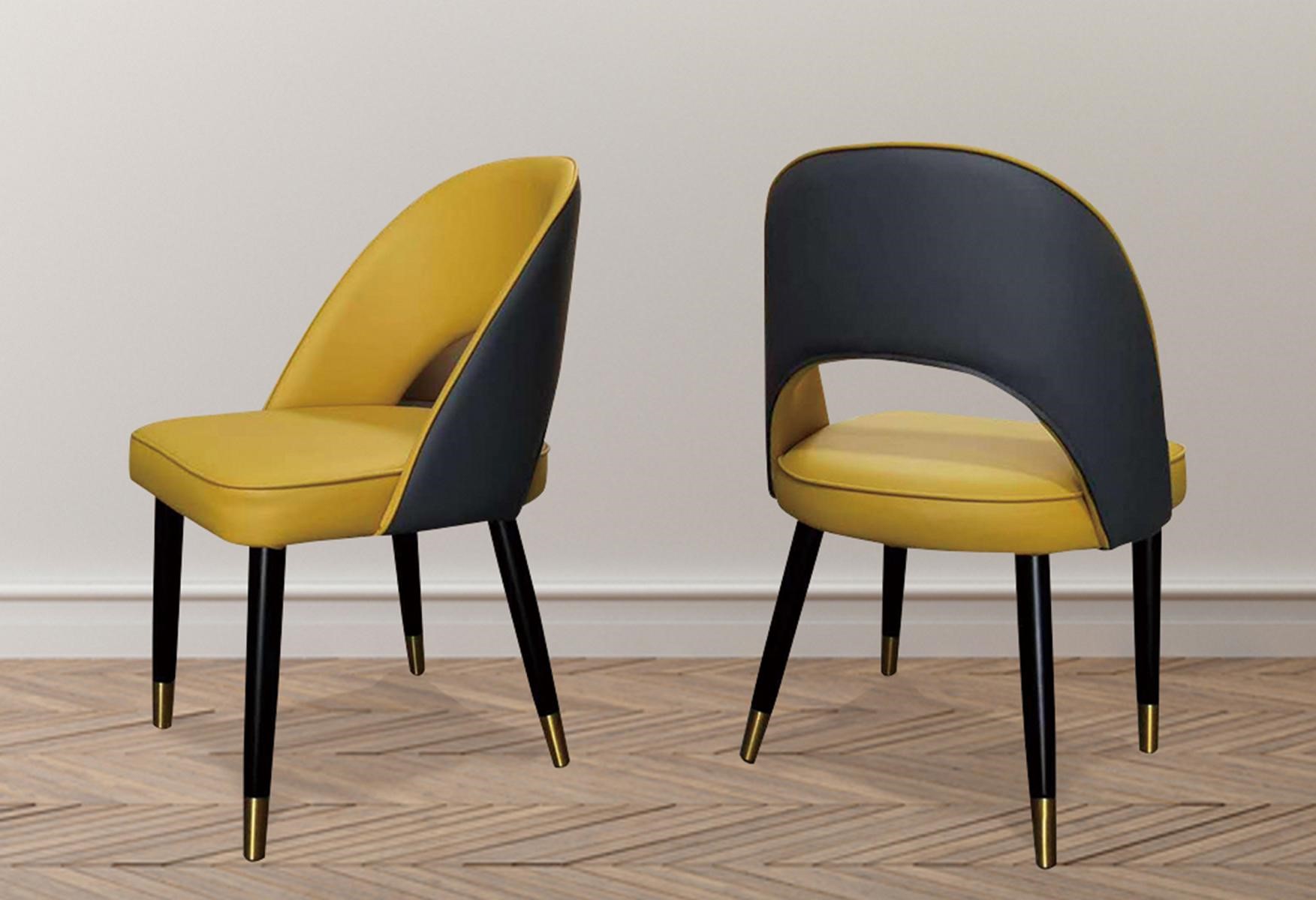 Sessel Stuhl 1x Esszimmer Fernseh Sitz Moderner Polsterstuhl Gelber Lehnstuhlю