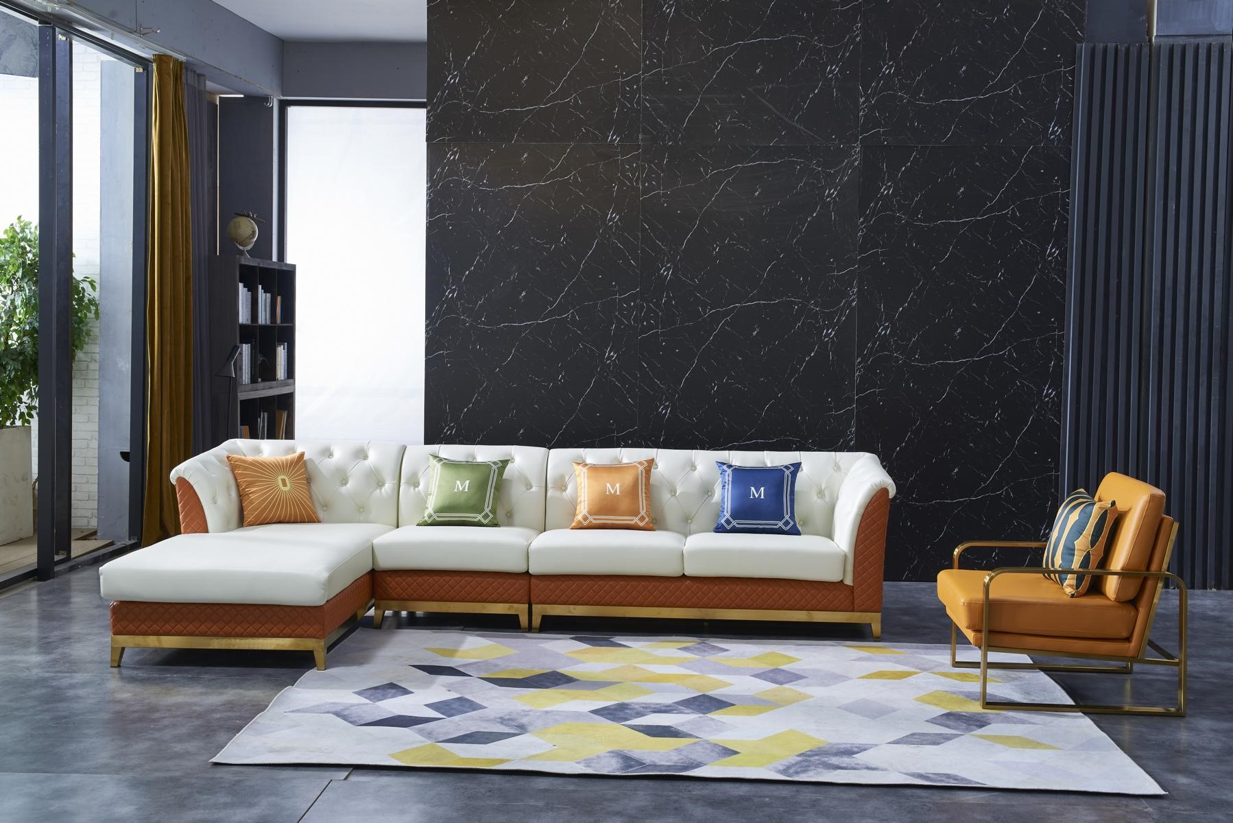 Design Sofa Couch Ecksofa Luxus Hocker Polster Garnitur Wohnlandschaft L-Form !