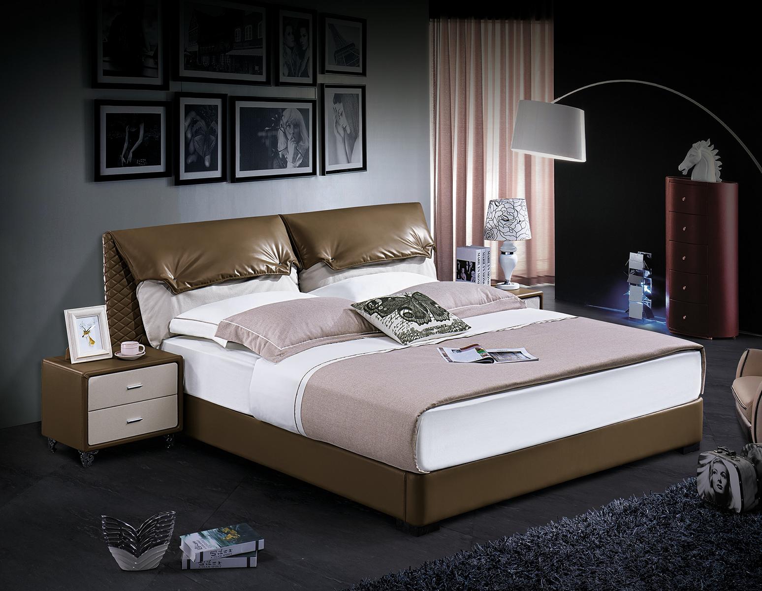 Klassisches Bett Doppelbett Betten Holz Braun Stil Echtes Holz Schlafzimmer Neu