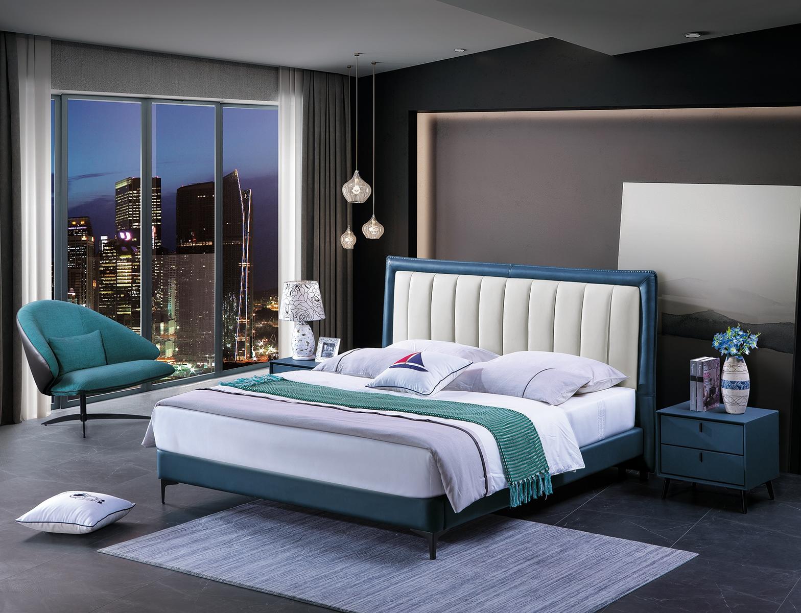 Leder Bett Polster Design Luxus Doppel Hotel Ehe Betten Holz Schlaf Zimmer Neu.