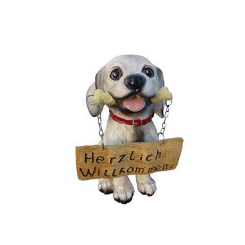 Herzlich Willkommen Schild Figur Statue Garten Dekoration Skulptur Deko Neu Hund