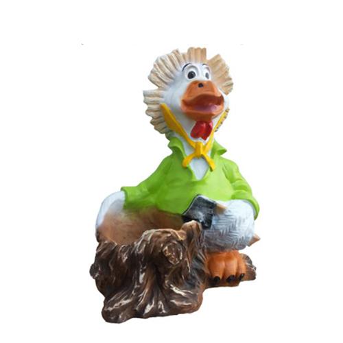 Modern Design Ente Tier Garten aus 73 cm Dekoration Deko Skulptur Grün