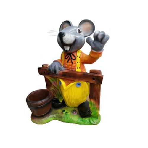 Modern Design Maus Tier Garten aus Kunststoff Dekoration Deko Skulptur Grau