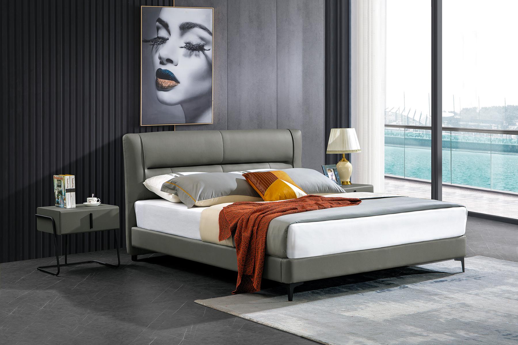 Doppelbett Lederbett Betten Designer Bett Kunstleder Polster Schlafzimmer Neu