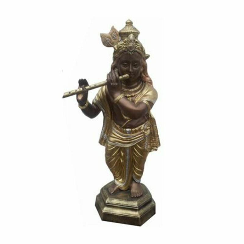 Deko Figur Statue Skulptur 82 cm Figuren Statuen Skulpturen Flöte Buddha (B60)