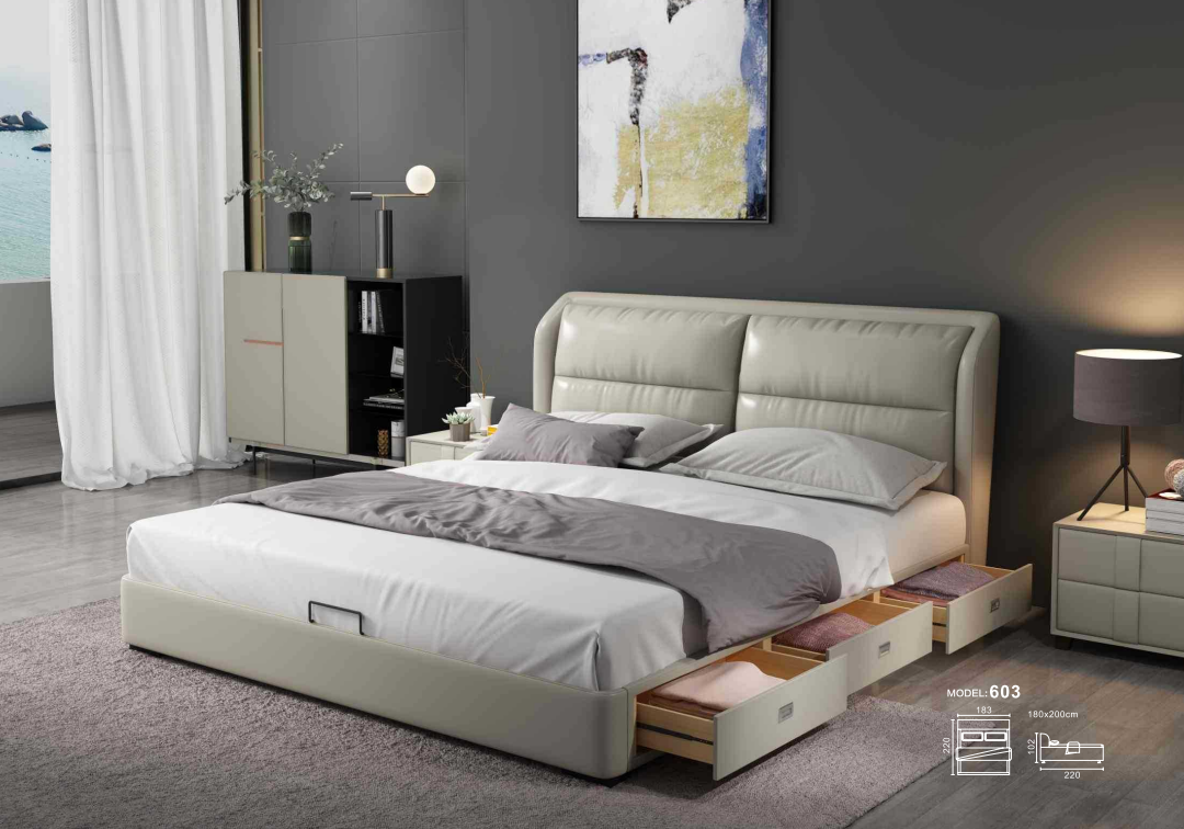 Designer Bett Schlafzimmer Betten Textil Leder Hotel Luxus Polster Samt Stoff.