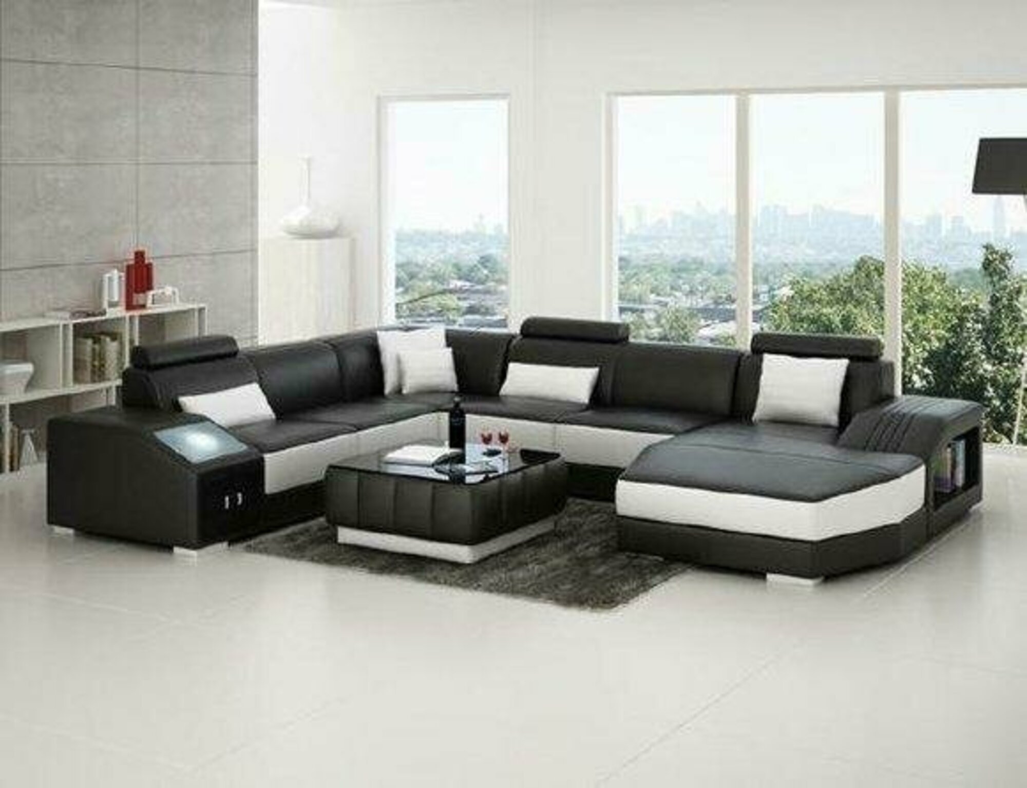 Wohnlandschaft Polster Ecke Eck Sofa Couch Garnitur Landschaft Leder 2724A